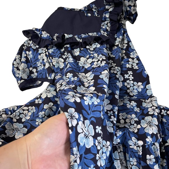 Jane M Honolulu Vintage Ruffle Collar Shift Dress Tropical Prairie Sun Size 14 - Picture 15 of 16